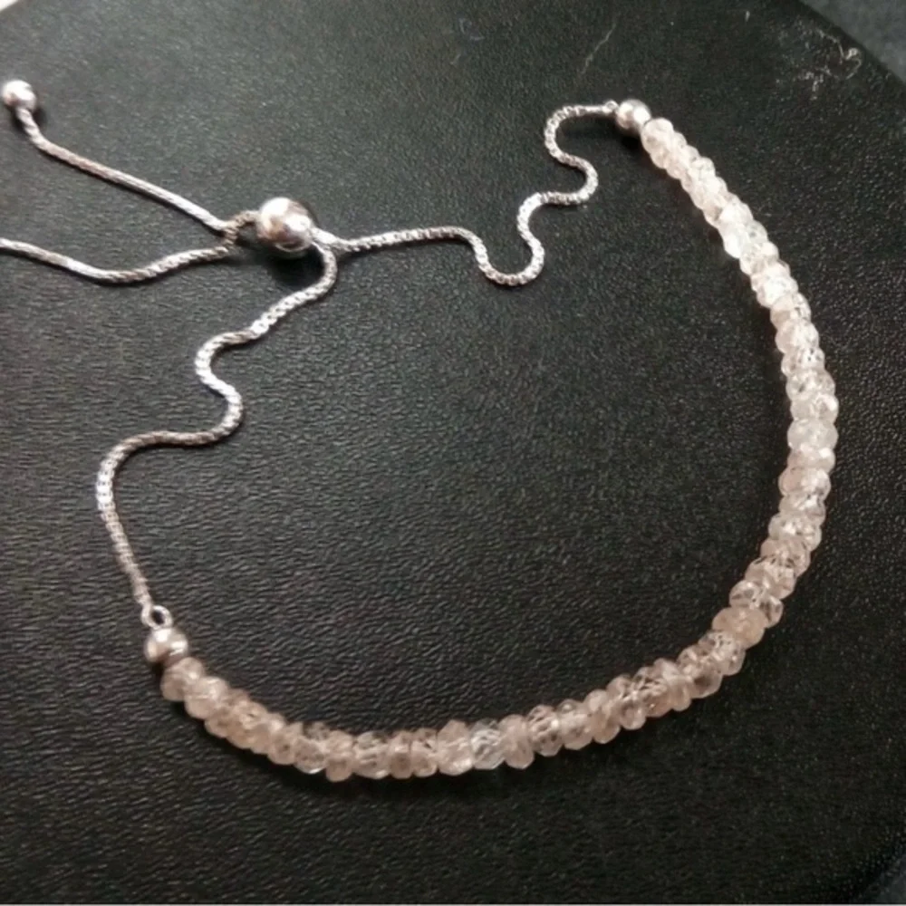 Rare Untreated Madagascar Zircon on Adjustable Sterling Bracelet